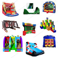 Vente chaude PVC location de fête carnaval 4-en-1 jeu gonflable interactif en plein air jeu de basket-ball gonflable lancer de cibles