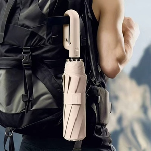 Parapluie pliant moderne en fibre de verre avec impression personnalisée, ouverture entièrement automatique, portable, avec poignée à boucle, idéal pour les voyages et les affaires. - Product Image 2