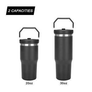 Gobelet isotherme portable personnalisé sans BPA avec paille rabattable et poignée, 20 oz 30 oz, anti-fuite, en acier inoxydable, pour voyage - Product Image 3