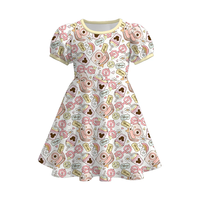 Robe d'été décontractée pour bébé fille en soie de lait, motif animaux marins de dessin animé, respirante, boutonnée, longueur genou, manches courtes, avec personnage