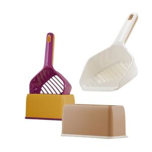 Pala universal para arena para gatos con mango largo, pala de plástico de diseño simple para limpieza de gatos y perros, disponible en colores contrastantes - Product Image 1