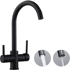 Đen 3 trong 1 nước tinh khiết nhà bếp <span class=keywords><strong>tap</strong></span>, Brass nước 3 Cách uống Mixer vòi nước, xách tay tri-flow Vòi nước lọc nước vòi - Product Image 1