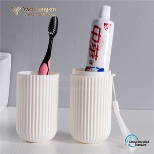 Portable Pink <b>Toothbrush</b> <b>Case</b> <b>With</b> Lid Ribbed Design Travel Storage Box For Camping Outdoor Use All Seasons 1PC - Product Image 5