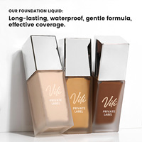 Fond de teint vegan waterproof, couvrance totale, anti-cernes, longue tenue, fini mat, 30 ml, hydratant, maquillage liquide, marque privée
