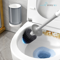 Brosse de nettoyage murale pour toilettes avec longue poignée, installation sans poinçon et nettoyage sans angle mort