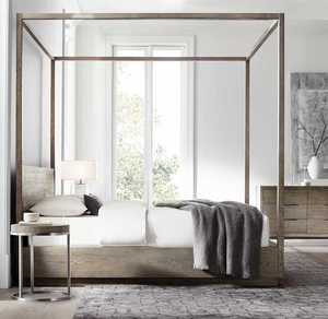 Lit double king size en bois massif américain, meubles de chambre personnalisés pour villa, club, maison d'hôtes, vente directe d'usine - Product Image 2