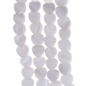 Cuentas de Concha Blanca de Agua Dulce en Forma de Corazón de 14-15 mm, Material para Hacer Pendientes Hechos a Mano, Características de Hueso de Coral, Patrones de Flores y Arroz - Product Image 5