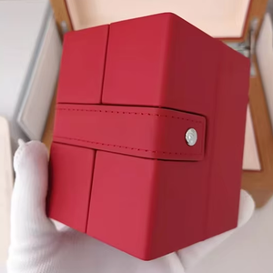 Wooden <b>Watch</b> Box Travel <b>Watch</b> <b>Case</b> Red Interior Faux Leather Lined Gift Packaging Custom Logo Famous brand <b>Watch</b> Box - Product Image 2