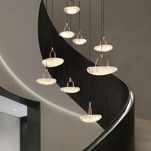 Moderna lampada <span class=keywords><strong>a</strong></span> <span class=keywords><strong>sospensione</strong></span> <span class=keywords><strong>a</strong></span> LED 9 luci ingresso ingresso Foyer lampadario <span class=keywords><strong>a</strong></span> soffitto lungo <span class=keywords><strong>a</strong></span> strati con paralume in acrilico D50CM - Product Image 5