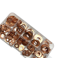 Assortiment de 200 rondelles d'étanchéité en cuivre de 9 tailles (M5, M6, M8, M10, M12, M14, 1mm, 1.5mm) pour bouchon de carter d'huile, avec boîte de rangement en plastique