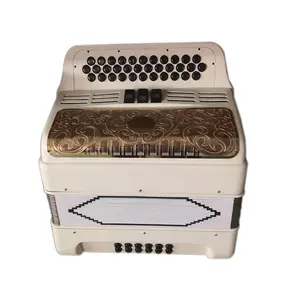 SEASOUND OEM 34 Botões 12 Baixo 3 Registros Acordeão instrumento branco fosco Grill de ouro Botões brancos Acordeon JB3412C