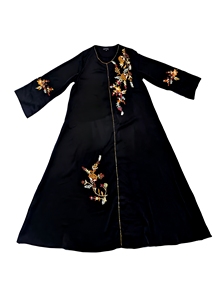 Abaya di Lusso per Donne - <span class=keywords><strong>Abito</strong></span> Mediorientale <span class=keywords><strong>con</strong></span> Ricami Computerizzati e Strass in Tessuto Acetato - Product Image 5