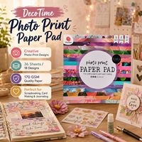 Bloc de papier photo 170 g/m² pour scrapbooking, 36 feuilles, 18 motifs, papier décoratif pour la création de cartes, le journaling et les loisirs créatifs