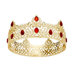 Couronne d'or pour les hommes Simple multicolore cercle complet roi casque fête d'anniversaire mariée - Product Image 5