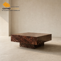 Table basse rectangulaire en marbre rouge Cotrustone Rosso Alicante, table centrale en pierre polie, mobilier de luxe pour salon