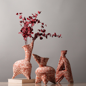 Jarrón de Cerámica Vintage Hecho a Mano, Mini Botella Decorativa para el Hogar, con Flores Pequeñas y Esmalte Creativo, Arcilla Roja Mexicana - Product Image 1