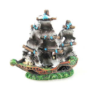 Décoration d'<span class=keywords><strong>aquarium</strong></span> vintage en forme de navire coulé, petit ornement de ruine de bateau pour <span class=keywords><strong>aquarium</strong></span>, cachette en résine pour Betta et petits poissons - Product Image 4