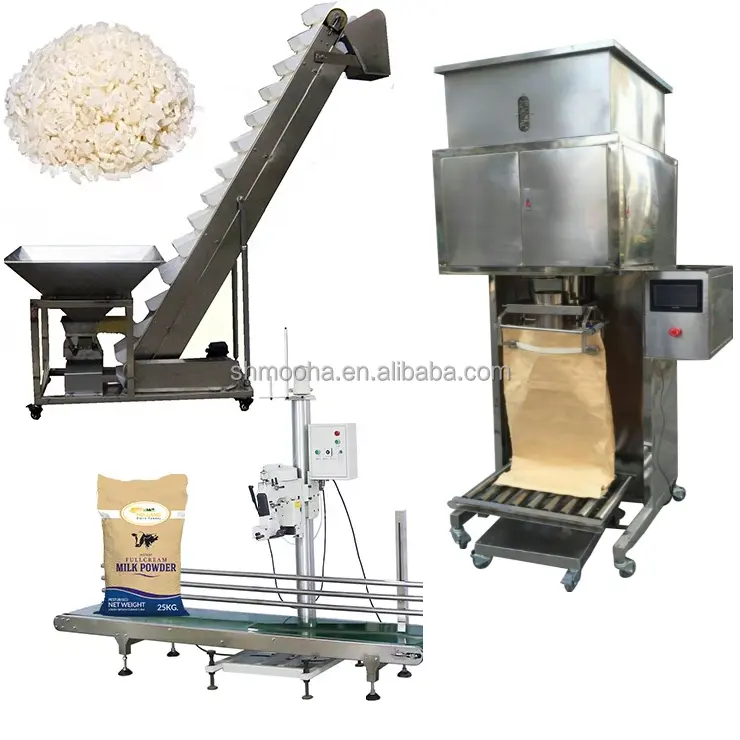 20kg Fertilizer Sack Bag Filling Machine 25kg Pet Dog Food Granule Weighing Filler 10kg Rice Grain Bagging Sealing Line Set