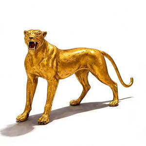 Estatuas de León de Resina y Fibra de Vidrio Hechas a Mano de la Mejor Calidad en Oro y Plata - Product Image 6