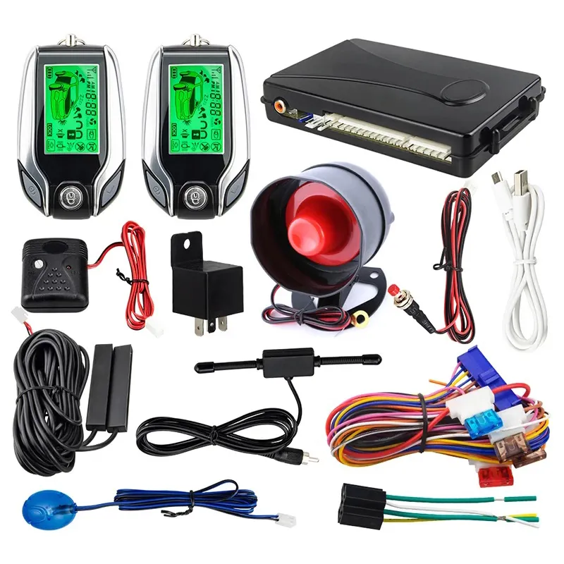 China Factory Wholesale Best two way Car Alarms Security shock alarm LCD pager display Car Alarm Manufactures 12V Car