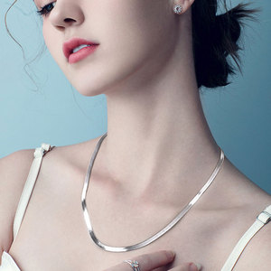 SC di alta qualità S925 collana a catena in argento Sterling gioielli Hip Hop 4.5mm piatto collana a catena serpente in oro 18 carati per donna uomo - Product Image 4