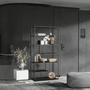 Bibliothèque moderne en verre et acier STEELITE pour salon, chambre à coucher, bureau à domicile, respectueuse de l'environnement - Product Image 3