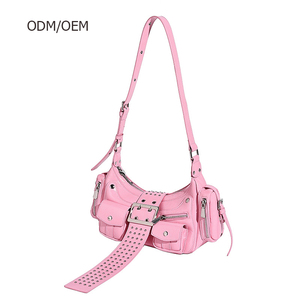 Factory 2026 Trendy One-Shoulder Underarm Motorcycle Bag Unique Punk Style Stylish for Girls Versatile Stud Belt Buckle Handbags - Product Image 1