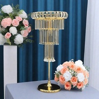 Décorations de mariage, supports à fleurs en métal doré, luminaires suspendus en acrylique, grands centres de table pour mariage, décorations de table