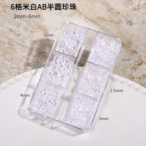 Perlas de Decoración para <span class=keywords><strong>Uñas</strong></span> Acrílicas, Redondas y Semirredondas, de Diferentes Tamaños, Joyería de Perlas, Diamantes de Lujo, Camelia, en Caja - Product Image 6