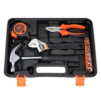 Juego de Herramientas Manuales Básicas Esenciales para el Hogar con Caja de Herramientas de Plástico, Kit de Reparación General para el Hogar, Garaje, Oficina, Dormitorio, Bricolaje, Venta al por Mayor, OEM