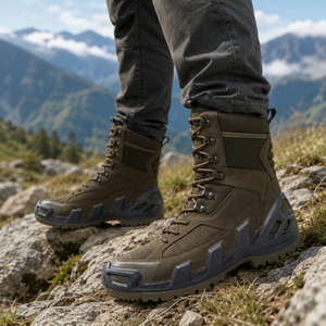 High top suede lightweight tactical <b>boots</b>, wear-resistant and anti slip outdoor training tactical <b>boots</b> for men - Product Image 1