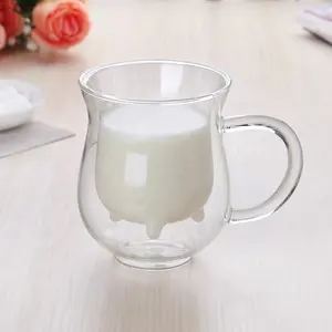नवीनता ग्लास गाय उडर के आकार के ग्लास उच्च बोरोसिलिकेट दूध क्रीम कॉफी पीने