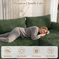 Knochenlose Eckcouch mit Gebogener Armlehne 6-in-1 Konvertierbares Klappbares Schlafsofa Chenille Modulares Sofa für Wohnzimmer