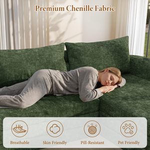 Divano Componibile Senza Struttura con Braccioli Curvi, Convertibile 6 in 1, Divano <span class=keywords><strong>Letto</strong></span> Pieghevole in Ciniglia per Soggiorno - Product Image 2