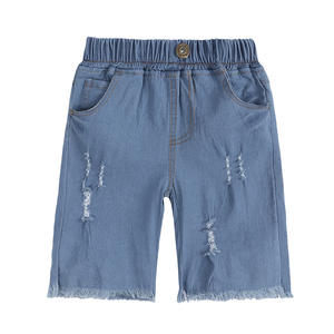 Ensemble trois pièces tendance pour garçons, t-shirt requin <span class=keywords><strong>bleu</strong></span> royal, <span class=keywords><strong>short</strong></span> en jean col rond, dessin animé pour le commerce extérieur - Product Image 3