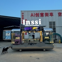 Chariot alimentaire en acier inoxydable à double aile, avec auvent, étagères de rangement et roues, pour événements extérieurs, vente ambulante et festivals