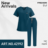 42192 OEM Unisex Celana Scrub Medis Bahan Tebal 166gsm Nyaman Berbahan Woven dengan Kantong, Model Kaki Lebar