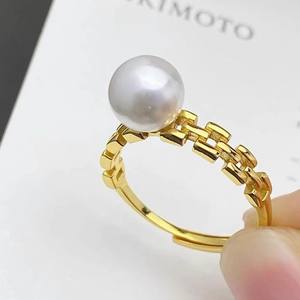 อุปกรณ์เสริม 10554DIY สำหรับผู้หญิง แหวนเงินแท้ S925 ตัวเรือนเปล่า สำหรับฝังมุกทรงกลมขนาด 11-13 มม. พร้อมเทคโนโลยีกรงเล็บ ปิดบังเครื่องประดับ - Product Image 1