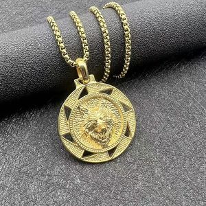 Collier Pendentif Tête de Loup Viking Nordique en Acier Titane Unisexe, Bijou Chaîne en Acier Inoxydable Motif Zodiaque Animal - Product Image 2