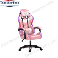 Silla Game Chair Gamer Massage Racing Gaming Chair RGB Hot Sale Computer PC Gaming PU Leather Pink Aluminum GENUINE Leather Led
