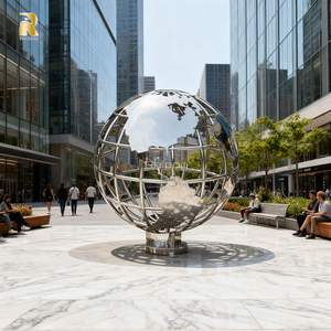 RELONG モダン 抽象 ステンレススチール製 世界地図 地球儀彫刻 都市屋外広場 ラウンドアバウト装飾用 - Product Image 5