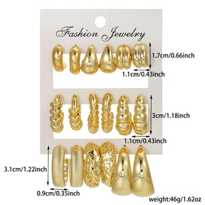 Boucles d'oreilles tendance en or en forme de goutte d'eau et en C, ensemble de boucles d'oreilles irrégulières rétro en acrylique pour femme, collection Printemps 2025 - Product Image 4