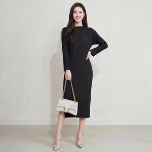 Vestido Maxi Plisado Ecológico de Tela Tejida PY para Mujer, Holgado, Casual, de Manga Larga, Estilo Coreano, Diseño de Moda, Venta al por Mayor en Línea - Product Image 1