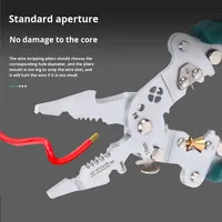 Alicates Plegables Multifunción de Acero Inoxidable para Pelar Cables y Crimpar, en Plata/Gris/Verde Azulado, Hechos en China