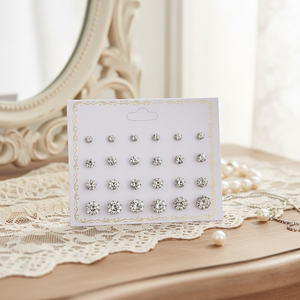 Vendita calda Trending Vintage moda orecchini di cristallo Set Huggie orecchini con foglia croce perla per ragazze - Product Image 3