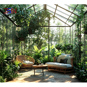 Véranda en verre incliné moderne de luxe, jardin d'hiver résidentiel, <span class=keywords><strong>solarium</strong></span>, toit rétractable en alliage d'aluminium pour enclos de piscine - Product Image 1
