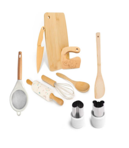 6 pz baby Montessori utensili da cucina per cucinare piccoli chef in legno per bambini Set da forno coltello sicuro per la vera cucina - Product Image 5