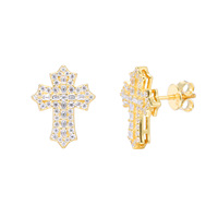Boucles d'oreilles exquises en argent S925 et moissanite, boucles d'oreilles croix, boucles d'oreilles simples, boucles d'oreilles tendance hip-hop en stock