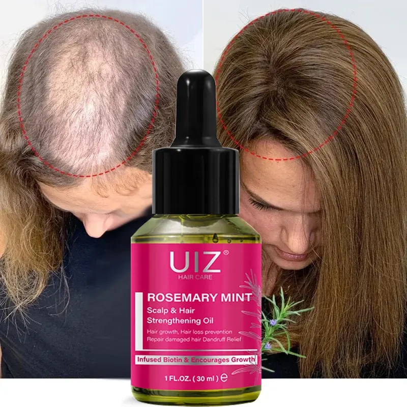 Rosemary Growth Hair Oil Anti Hair Loss Regrowth Thicken Peppermint Strength Smooth Repair Care Organic Herbal Hair Oils Serum