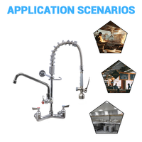 Robinet d'évier de cuisine professionnel en laiton écologique, 2 trous, avec pulvérisateur de pré-évier intégré, remplisseur de pot industriel orientable, pour usage en salle de bain